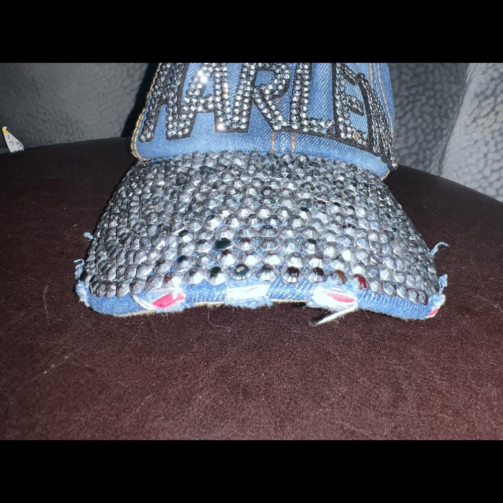 Harlem diamond distressed adjustable denim hat - Picture 9 of 15